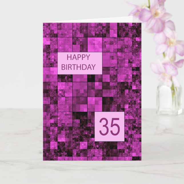 35th Birthday Birthday Pink Pattern  Card (Orchid)