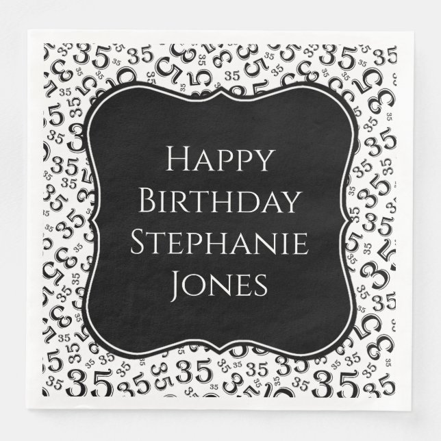 35th Birthday Black/White Bracket Number Pattern Napkin (Front)