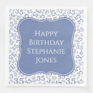 35th Birthday Blue/White Random Pattern 35 Napkin
