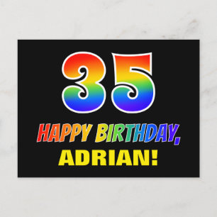 35th Birthday: Bold, Fun, Simple, Rainbow 35 Postcard