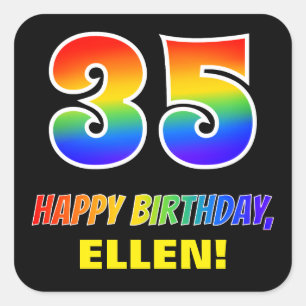 35th Birthday: Bold, Fun, Simple, Rainbow 35 Square Sticker