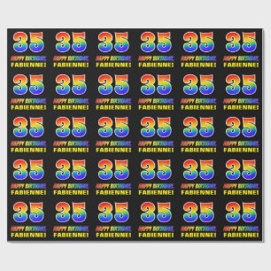 35th Birthday: Bold, Fun, Simple, Rainbow 35 Wrapping Paper
