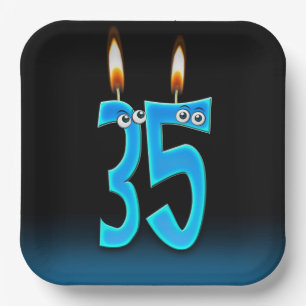 35th Birthday Candles with Eyeballs  Paper Plate