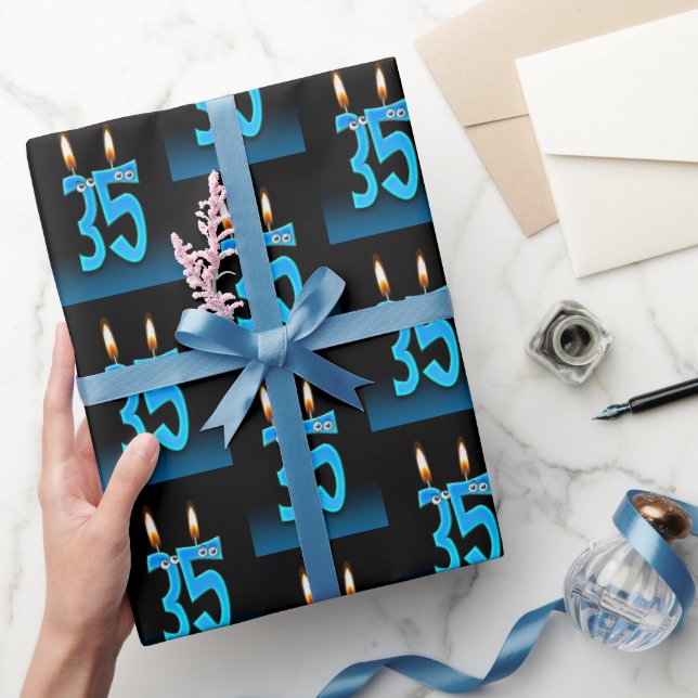 35th Birthday Candles with Eyeballs   Wrapping Paper (Gifting)