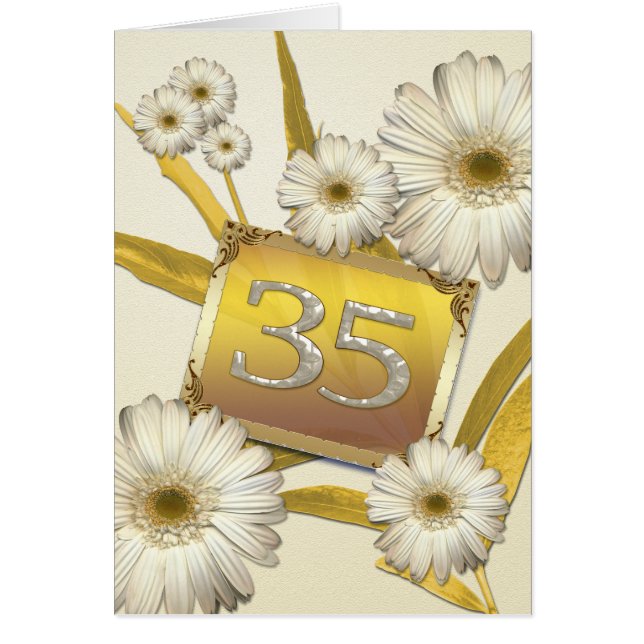 35th Birthday card with daisies. (Front)