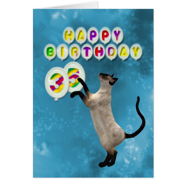 35th Birthday card with siamese cats (Front)