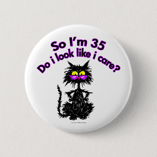35th Birthday Cat Gifts 6 Cm Round Badge