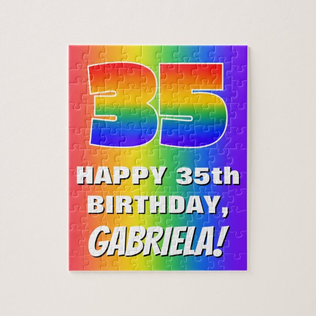 35th Birthday: Colourful, Fun Rainbow Pattern # 35 Jigsaw Puzzle (Vertical)