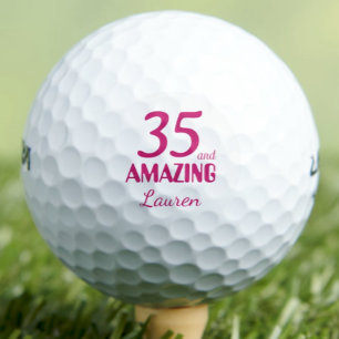 35th Birthday Elegant 35 and Amazing Pink Golf Balls