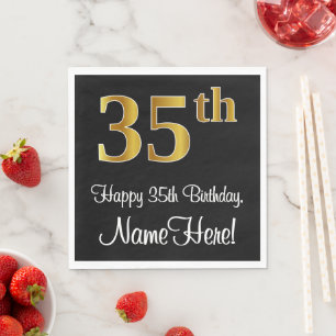 35th Birthday ~ Elegant Luxurious Faux Gold Look # Napkin