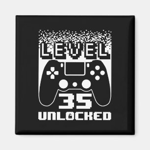 35th Birthday For Men Level 35 Unlocked Gamer 35 Y Magnet