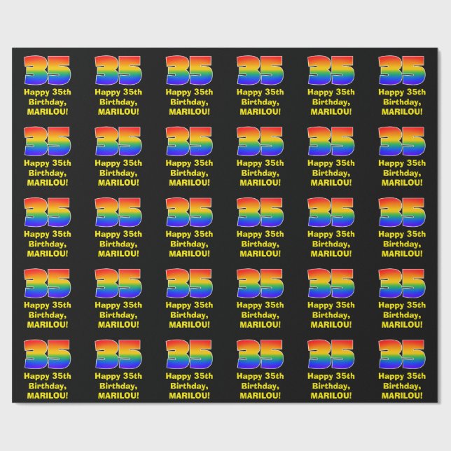 35th Birthday: Fun, Colourful Rainbow Inspired # 3 Wrapping Paper (Flat)
