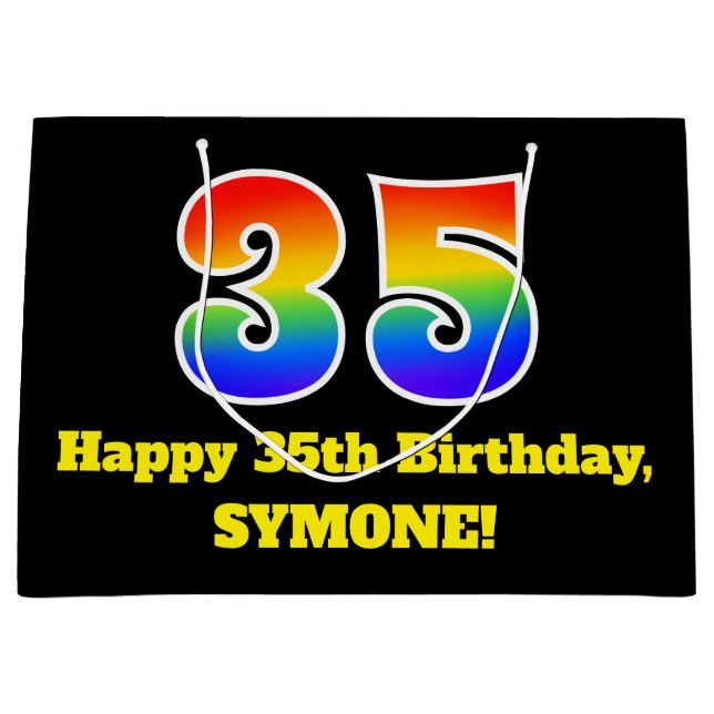 35th Birthday ~ Fun, Colourful, Vibrant, Rainbow 3 Large Gift Bag (Front)