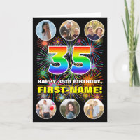 35th Birthday: Fun Rainbow #, Custom Name & Photos