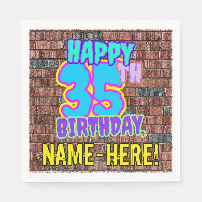 35th Birthday ~ Fun, Urban Graffiti Inspired Look Napkin (Front)