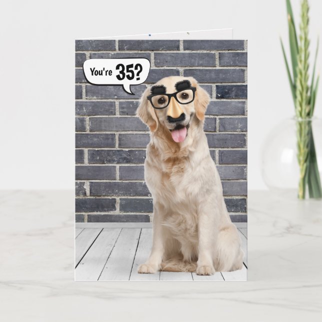 35th Birthday Funny Golden Retriever Card (Front)