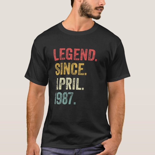 35Th Birthday Gifts 35 Years Old Legend Since Apri T-Shirt (Front)