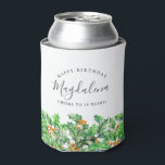 35th Birthday Holly December Birth Flower Custom Can Cooler<br><div class="desc">Festive green holly and red berries decorate this birthday party can cooler. Elegant typography spells out Happy Birthday and Cheers to your birthday years. The birthday celebrant's name is written in between in a trendy script.</div>