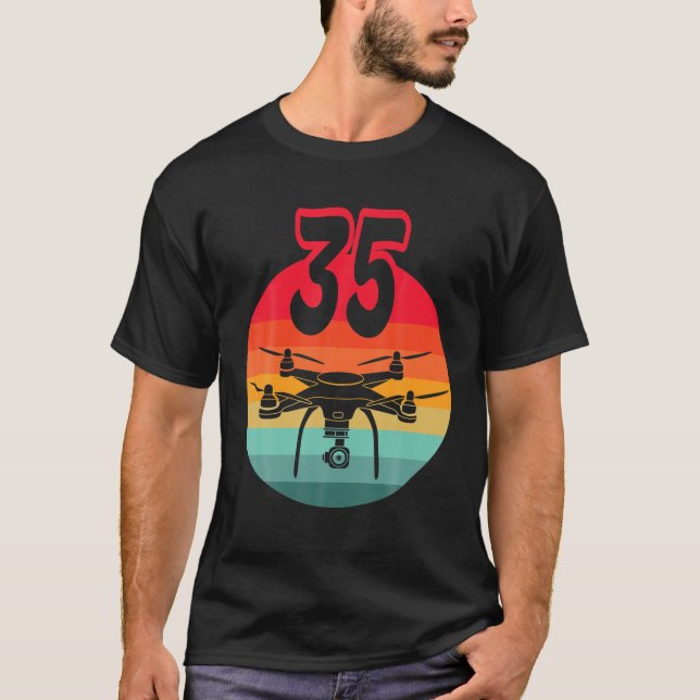 35Th Birthday I Retro Remote Control Drones With C T-Shirt (Front)