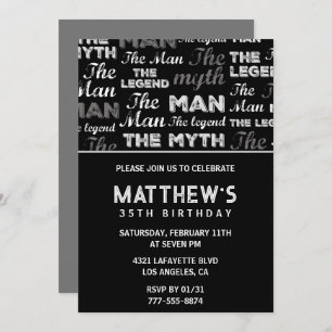35th birthday invitations for him Men Myth Legend