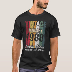 35th Birthday  January 1988  35 Yrs Old T-Shirt