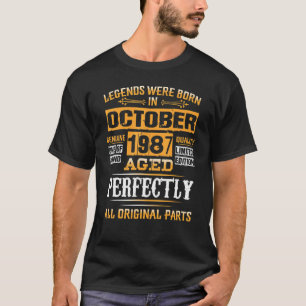 35th Birthday Legends Born In October 1987 35 Yrs T-Shirt
