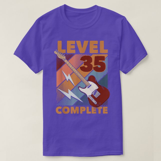 35th Birthday Level 35 Complete complete E-Guitar  T-Shirt (Design Front)