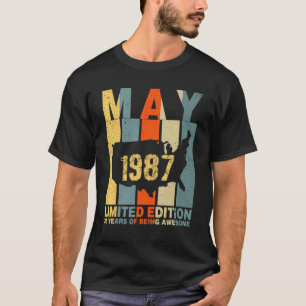 35th Birthday May 1987 35 Years Of Being Awesome T-Shirt