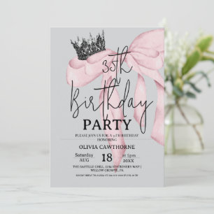 35th Birthday ⎮ Modern Royal Bow Birthday Invitation