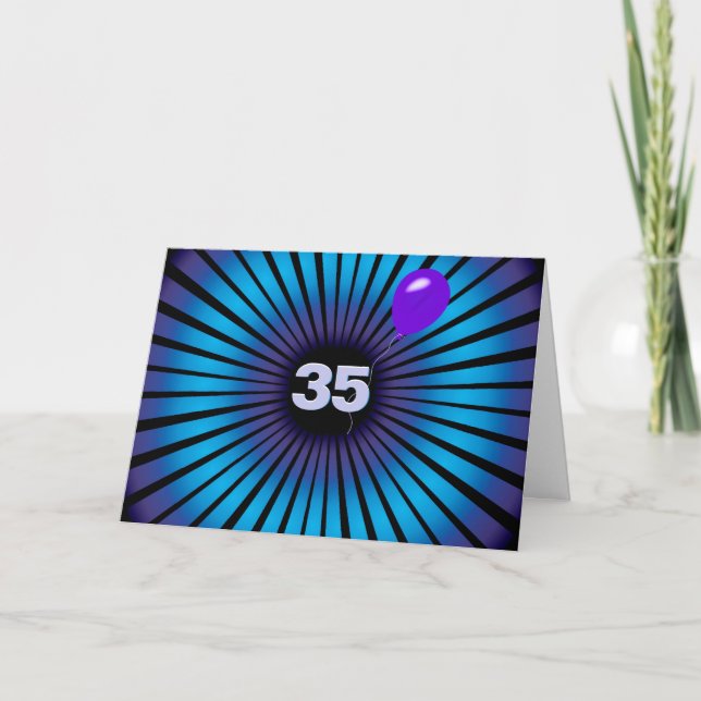35th Birthday Neon Optical Illusion  Card (Front)