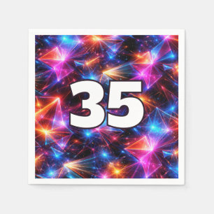 35th Birthday Neon Polygon Abstract Napkin