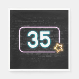 35th Birthday Neon Sign On Brick Napkin