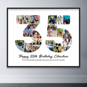 35th Birthday Number 35 Photo Collage Anniversary Poster