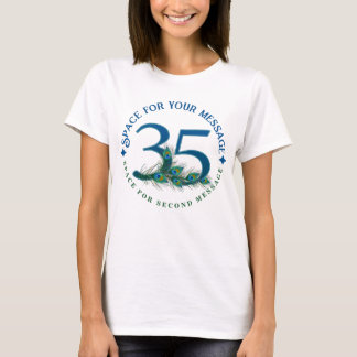 35th Birthday Or Anniversary Peacock Feathers T-Shirt