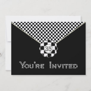35th BIRTHDAY PARTY INVITATION - BLK/WHT ENVELOPE