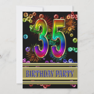 35th Birthday party Invitation with bubbles