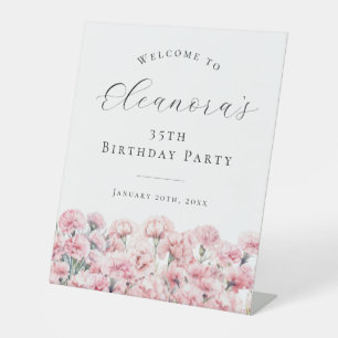 35th Birthday Party January Birth Flower Welcome Pedestal Sign