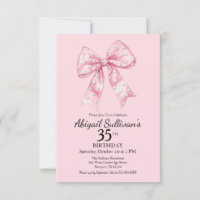 35th Birthday Pink Bow with Golf Ball Polka Dots