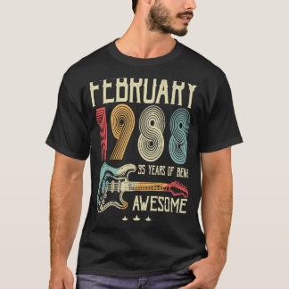 35th Birthday Retro Guitar  February 1988 35 Years T-Shirt