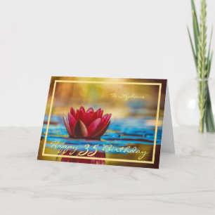 35th Birthday Stephanie Red Water Lily Modern Chic Card