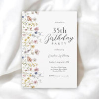 35th Birthday Watercolor Wildflowers Floral