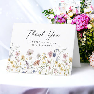 35th Birthday Wildflowers Floral Thank You Card