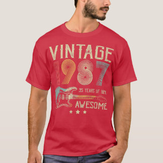 35th Birthday Womens Mens Vintage Awesome 1987 Gui T-Shirt