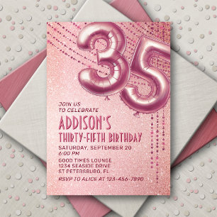 35th Birthday Womens Rose Gold Invitation
