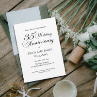 35th Coral Wedding Anniversary Elegant Script