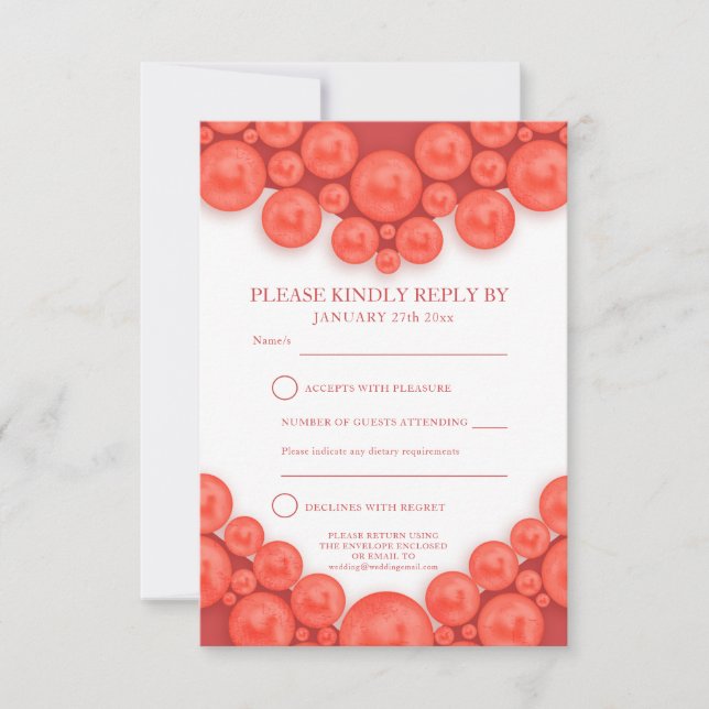 35th coral wedding anniversary heart reply card (Front)