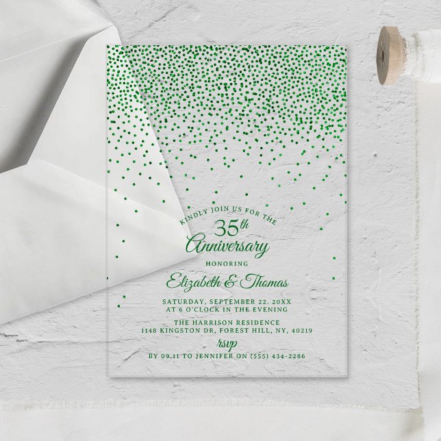 35th Emerald Wedding Anniversary Acrylic Invitations (Creator Uploaded)