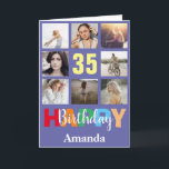 35th Happy Birthday Photo Collage Modern Card<br><div class="desc">35th Happy Birthday Photo Collage Modern Card with personalised name. For further customisation,  please click the "Customise it" button and use our design tool to modify this template.</div>
