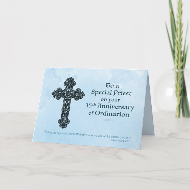 35th Ordination Anniversary Priest, Ornate Cross Card (Front)
