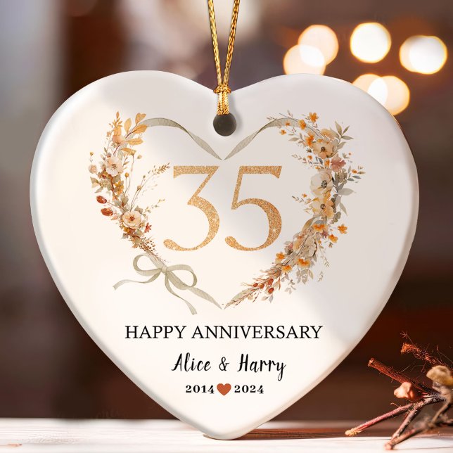 35th Wedding Anniversary Ceramic  Ornament (Creator Uploaded)